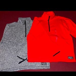 Victoria’s Secret PINK Size Large half Zip Pullover Bundle 1 NWT‎ & 1 Like new